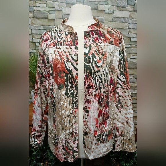 Additions Chico's XL Multicolor Patterned Jean Jacket - Picture 2 of 5